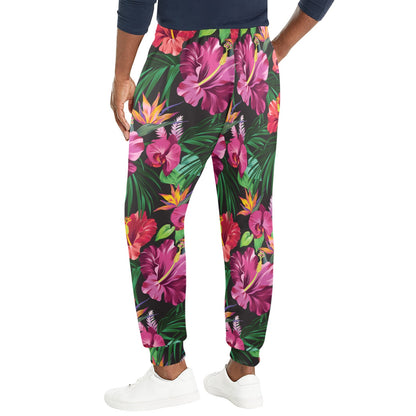 Hibiscus Hawaiian Design Print Pattern Men's Casual Track Pants