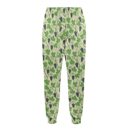Wine Grape Thmed Print Men's Casual Track Pants