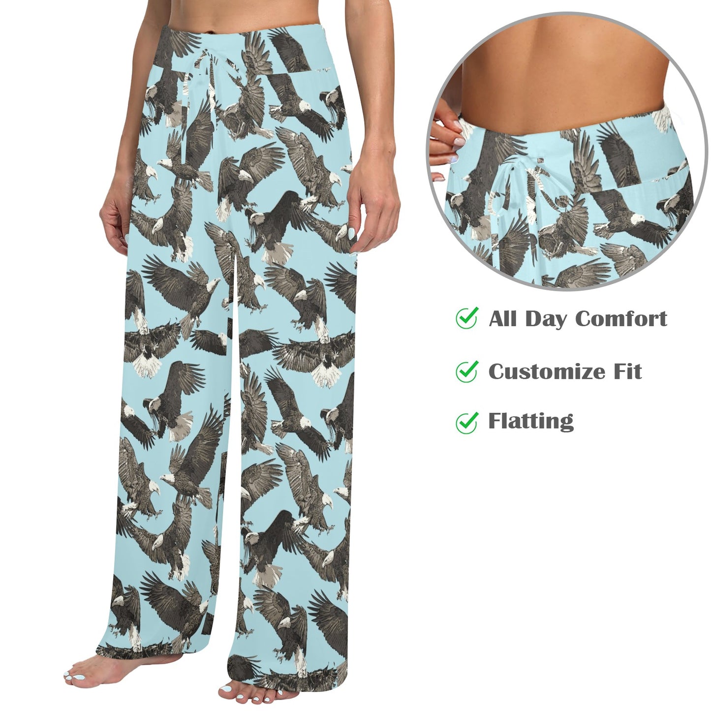 eagles Design Print Pattern JJ0154 Women's Wide Leg Lounge Pants