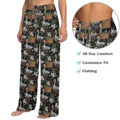 Goose Print Design LKS406 Women's Wide Leg Lounge Pants