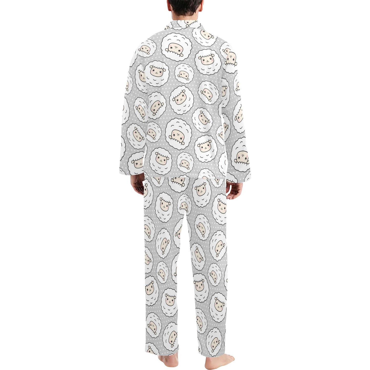 Sheep Print Design LKS401 Men's Long Pajama Set