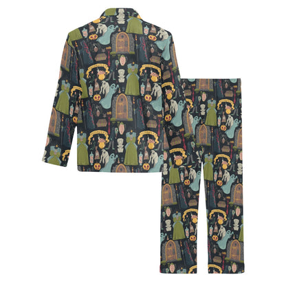 Creepy Halloween Print Design LKS304 Men's Long Pajama Set