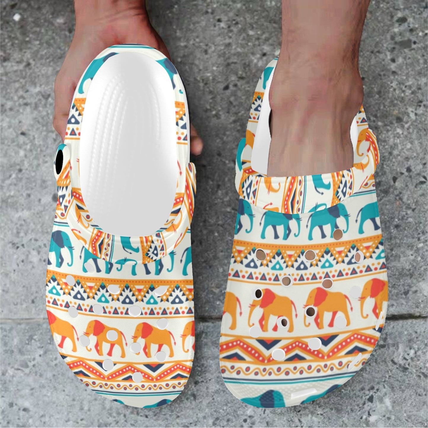 Elephant Aztec Ethnic Print Pattern Unisex Clogs Shoes