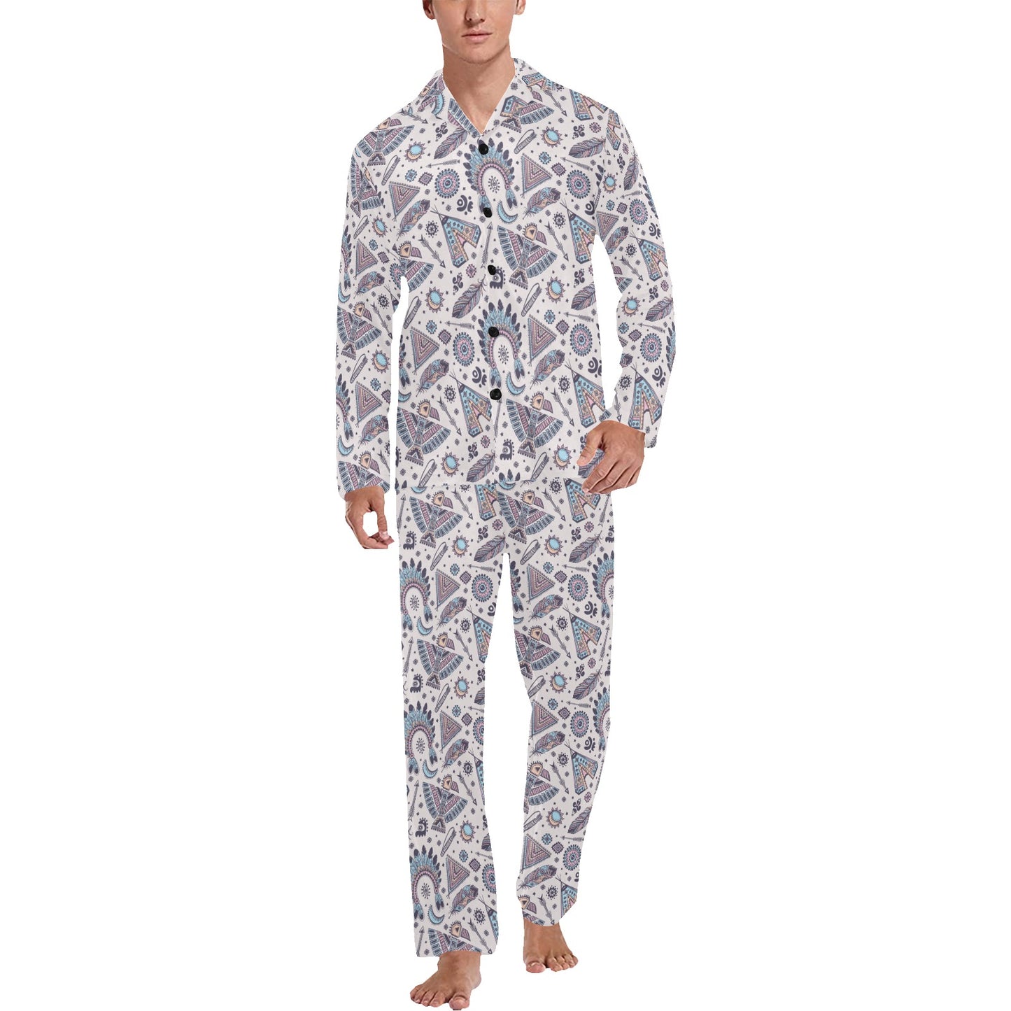 Eagles Native American Indian Symbol Men's Long Pajama Set