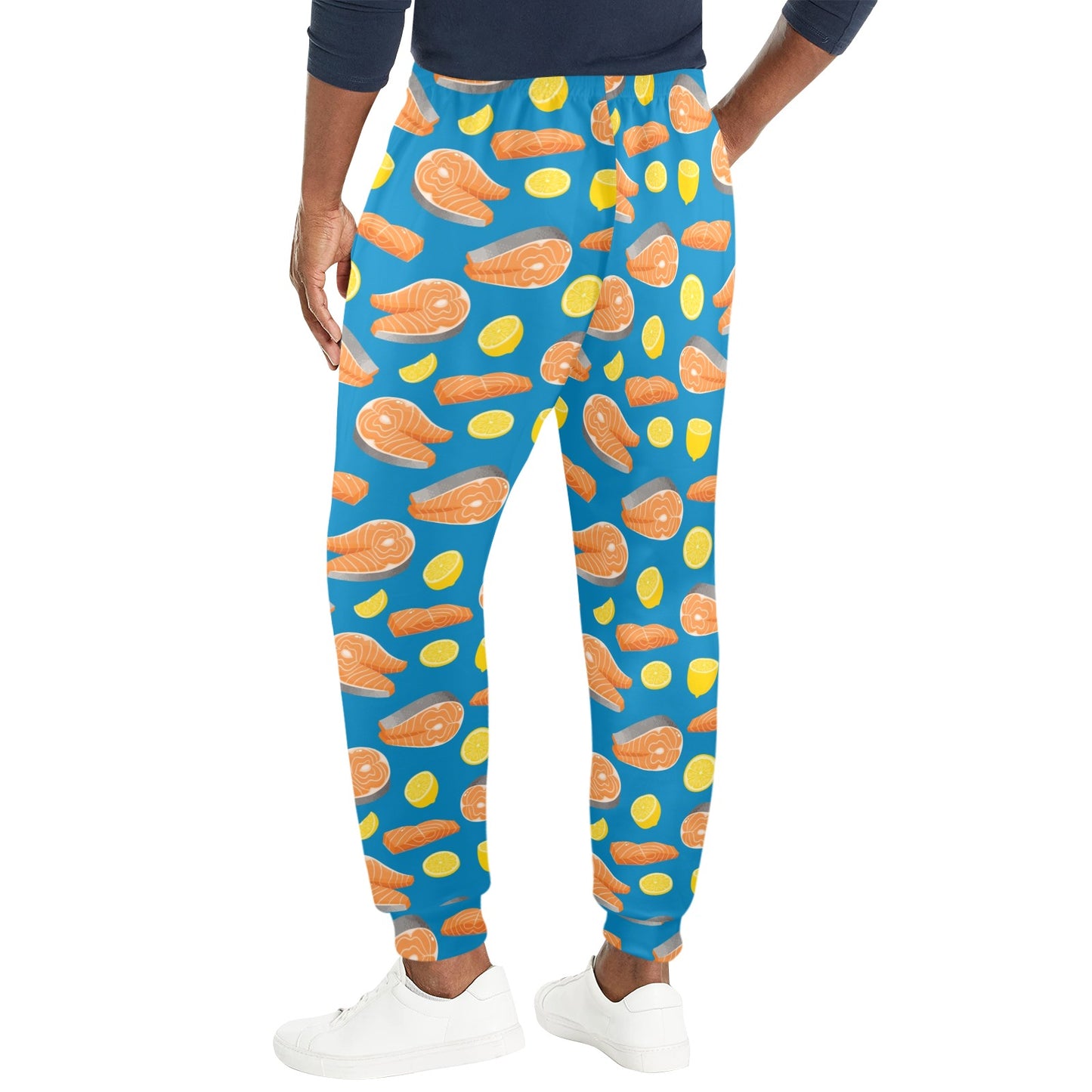 Salmon Steak With Lemon Print Design LKS308 Men's Casual Track Pants