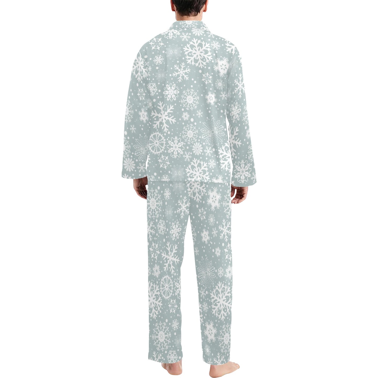 Snowflake Print Design LKS303 Men's Long Pajama Set