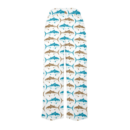 Tuna Fish Print Design LKS301 Women's Wide Leg Lounge Pants