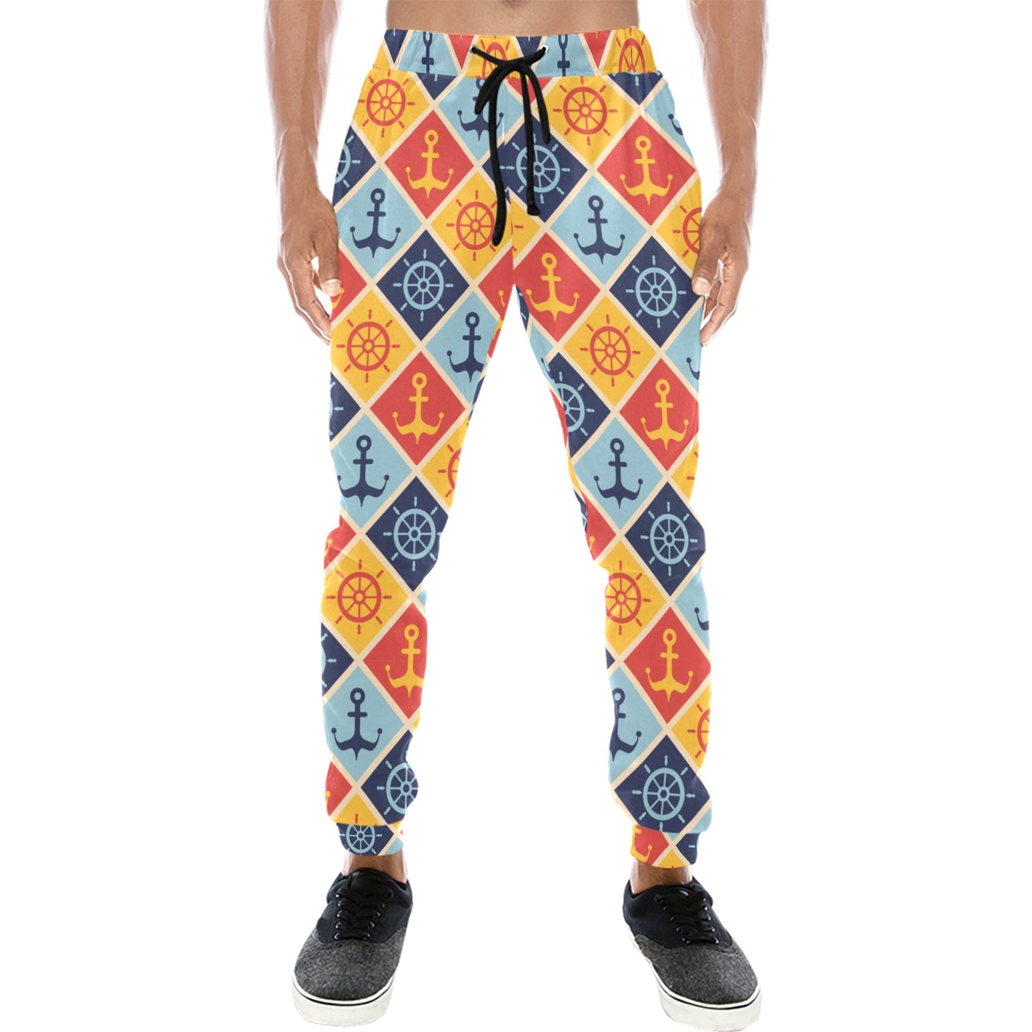Nautical Pattern Design Themed Print Men's Sweatpants