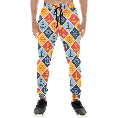 Nautical Pattern Design Themed Print Men's Sweatpants