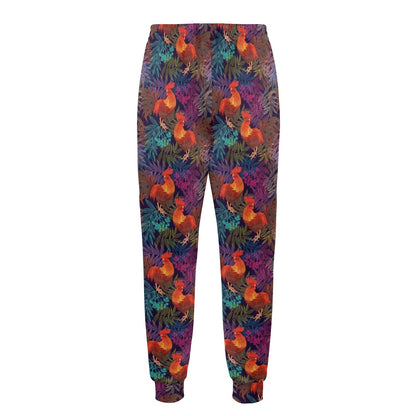 Rooster Print Style Men's Casual Track Pants