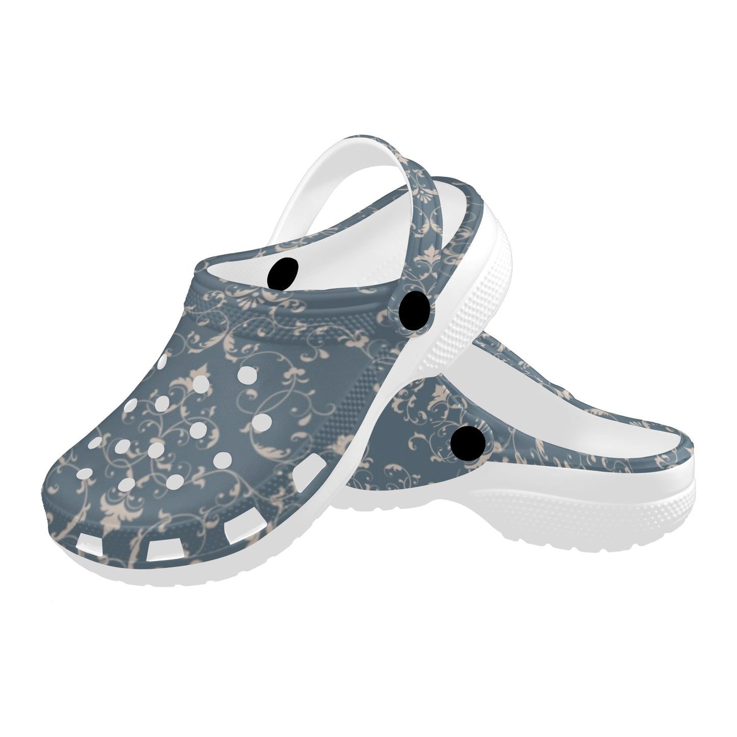Damask Elegant Teal Print Pattern Unisex Clogs Shoes