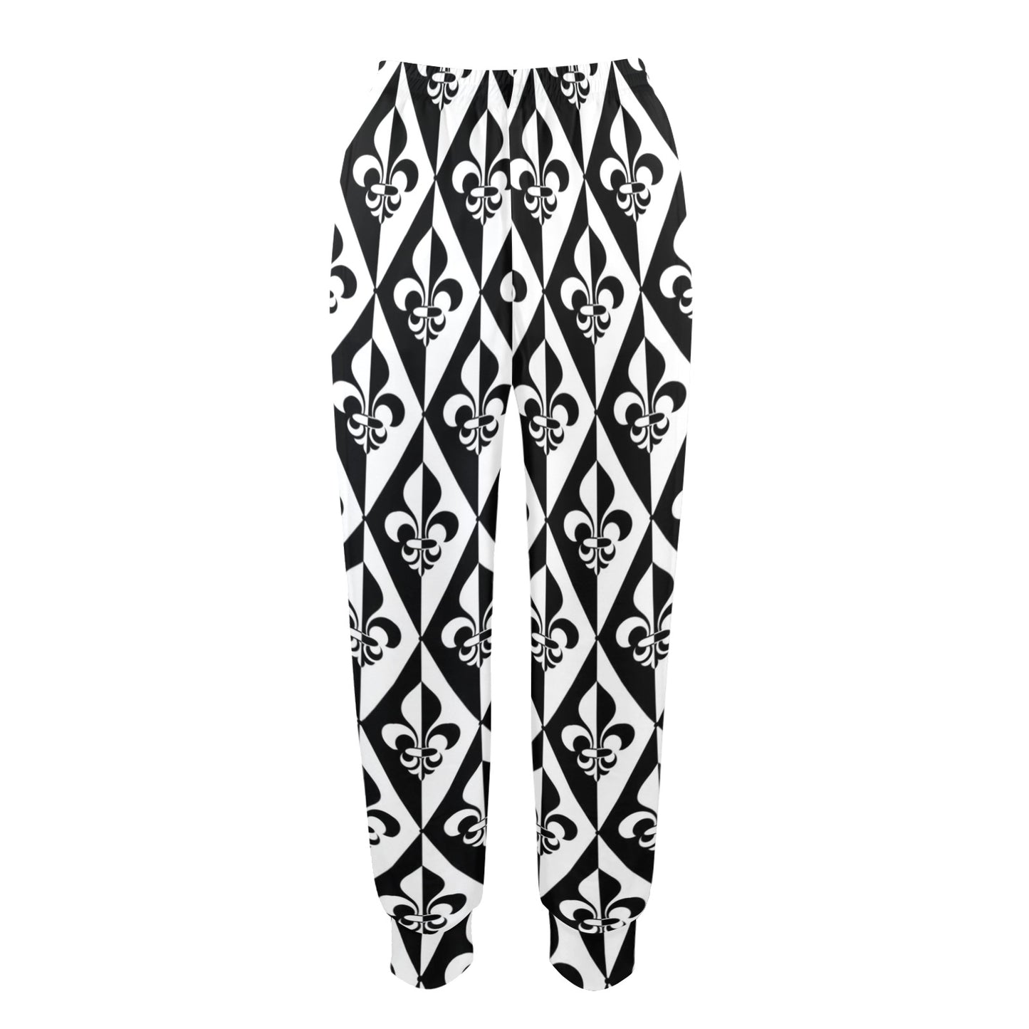 Fleur De Lis Black White Pattern Print Design 02 Women's Casual Track Pants