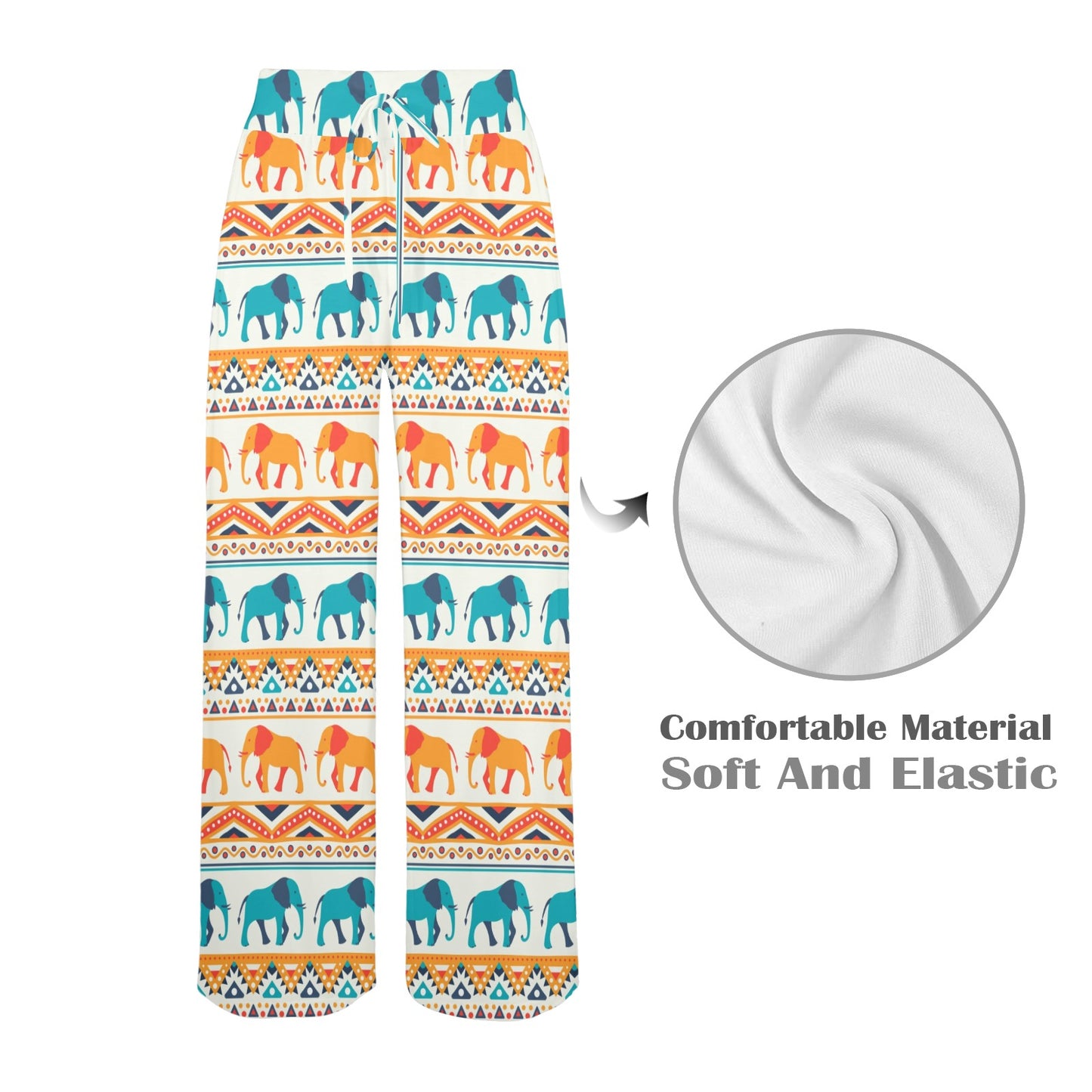 Elephant Aztec Ethnic Print Pattern Women's Wide Leg Lounge Pants
