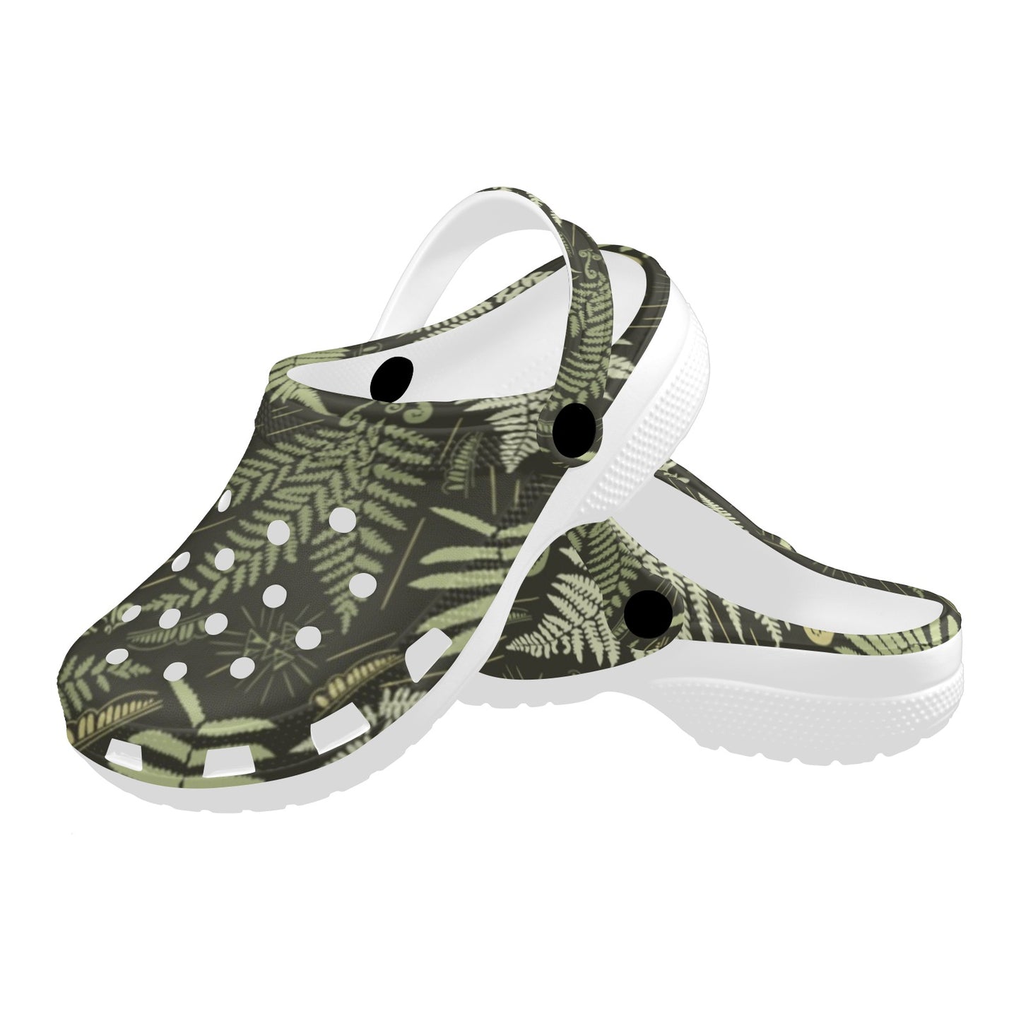 Fern Leave Green Print Pattern Unisex Clogs Shoes