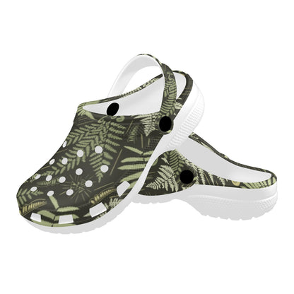 Fern Leave Green Print Pattern Unisex Clogs Shoes