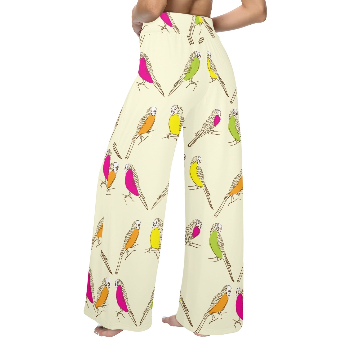 Parakeet Pattern Print Design A01 Women's Wide Leg Lounge Pants