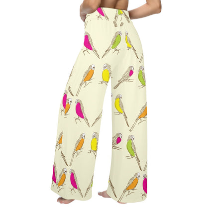 Parakeet Pattern Print Design A01 Women's Wide Leg Lounge Pants