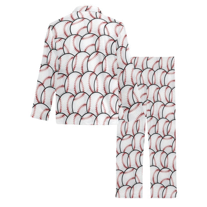 Baseball Pattern Men's Long Pajama Set