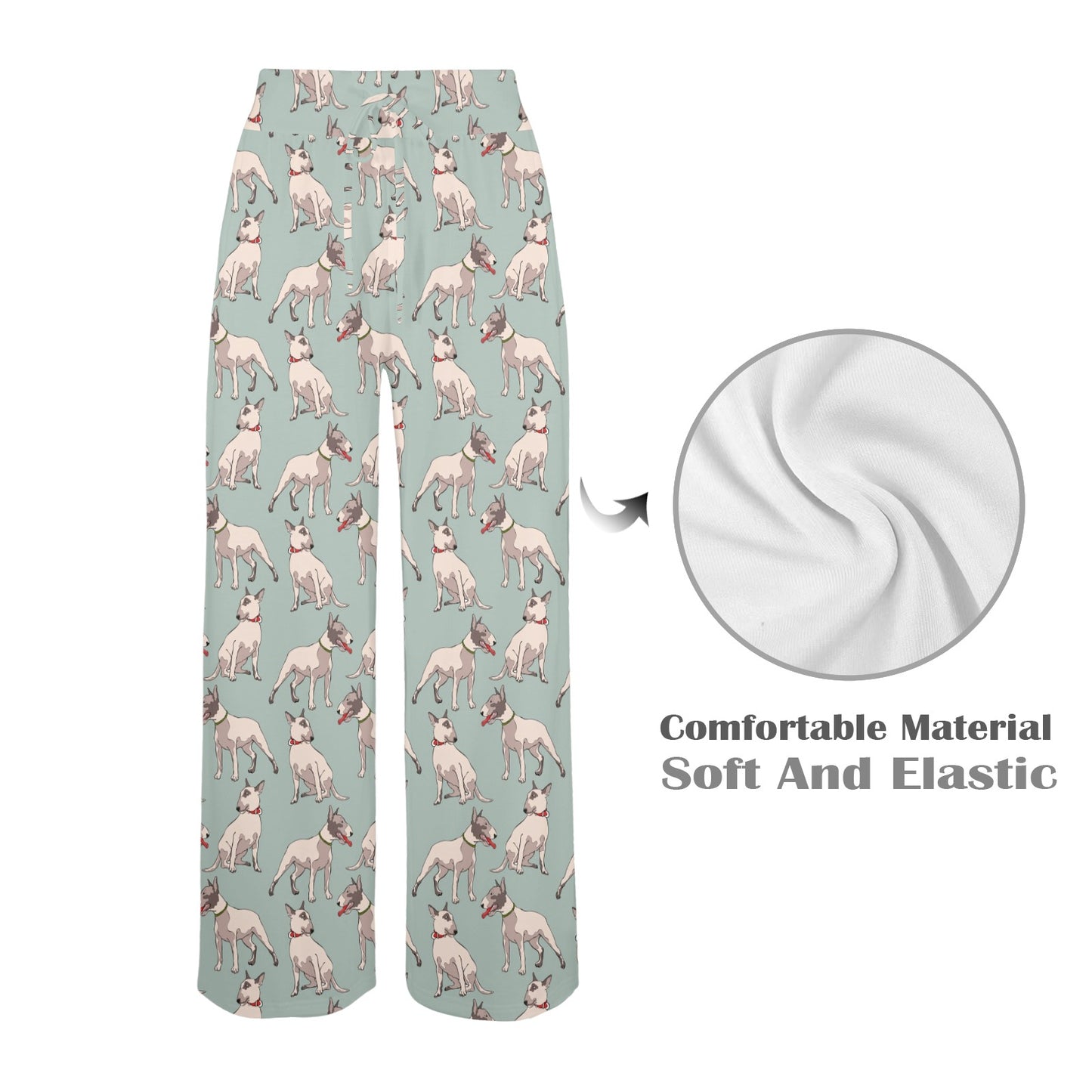 Bull Terrier Cute Print Pattern Women's Wide Leg Lounge Pants