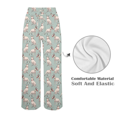 Bull Terrier Cute Print Pattern Women's Wide Leg Lounge Pants