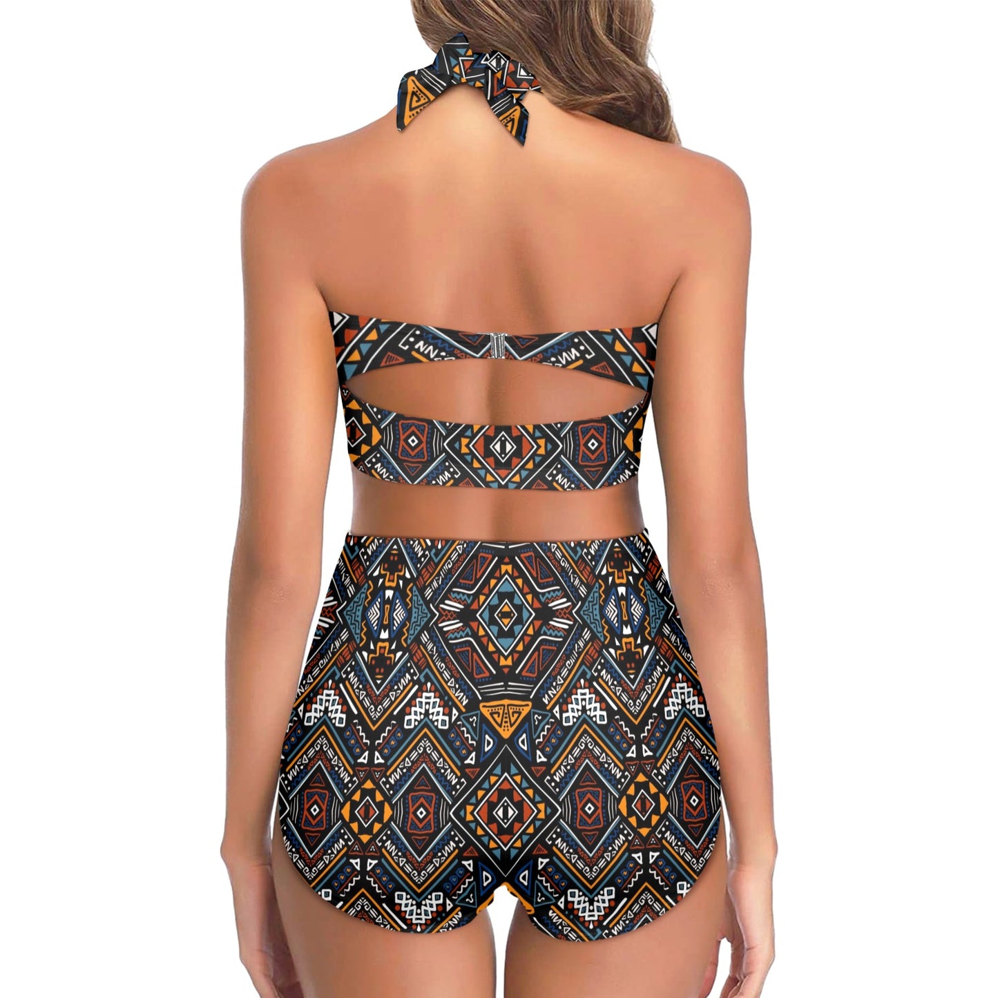 African Kente Print v2 Halter Neck Bikini Swimsuit