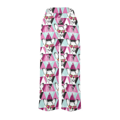 Chihuahua Cute Triangle Pattern Women's Wide Leg Lounge Pants