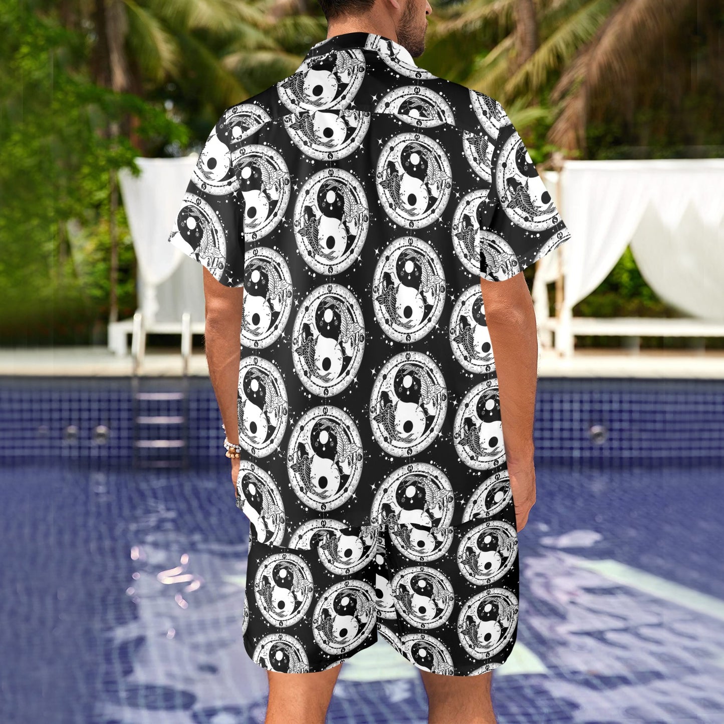 Yin Yang Koi Fish Men's Beach Shirt and Shorts Set