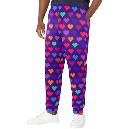 Heart Pixel Pattern Print Design HE03 Men's Casual Track Pants