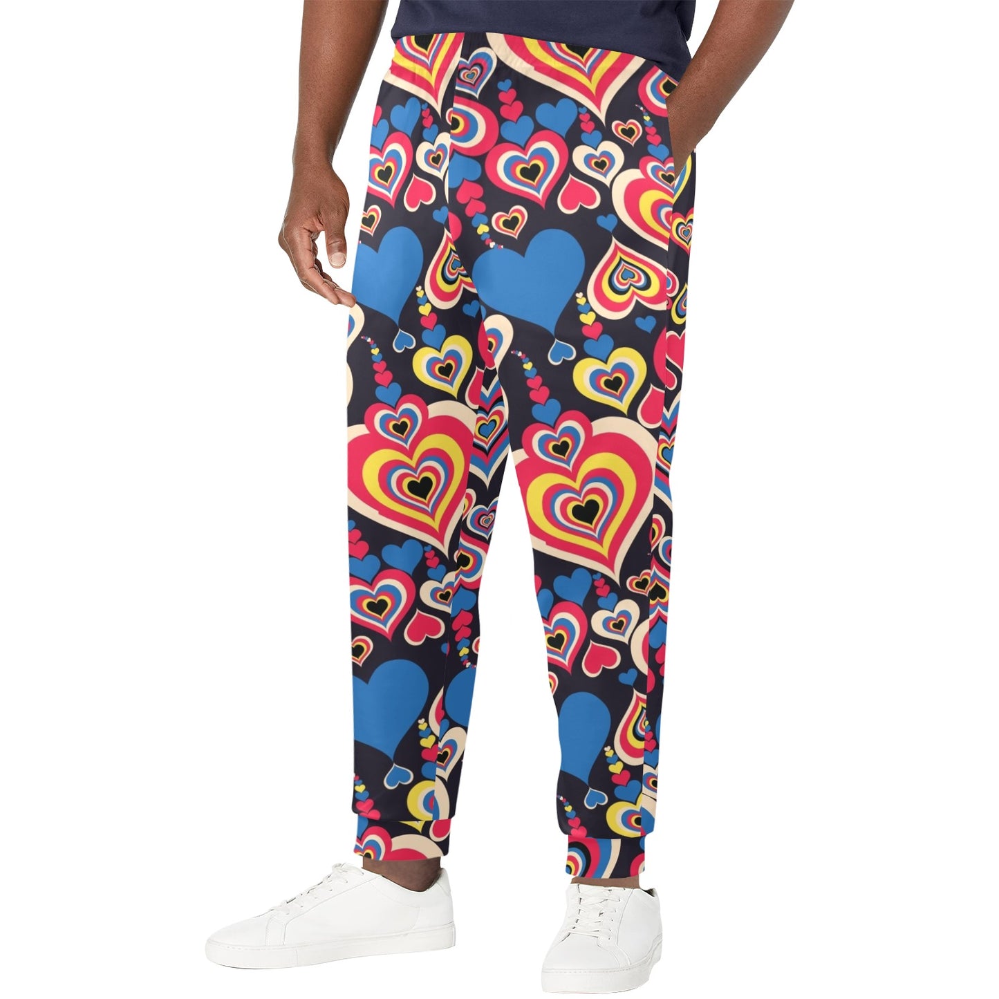 Heart Pattern Print Design HE08 Men's Casual Track Pants