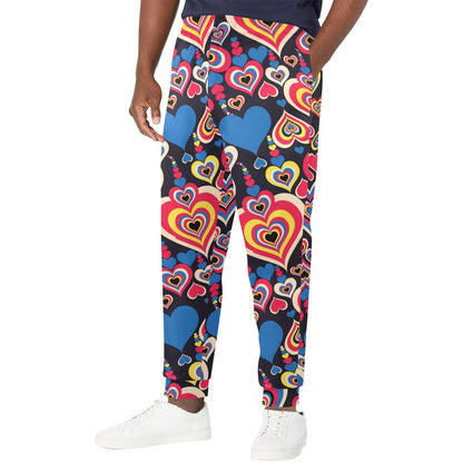 Heart Pattern Print Design HE08 Men's Casual Track Pants