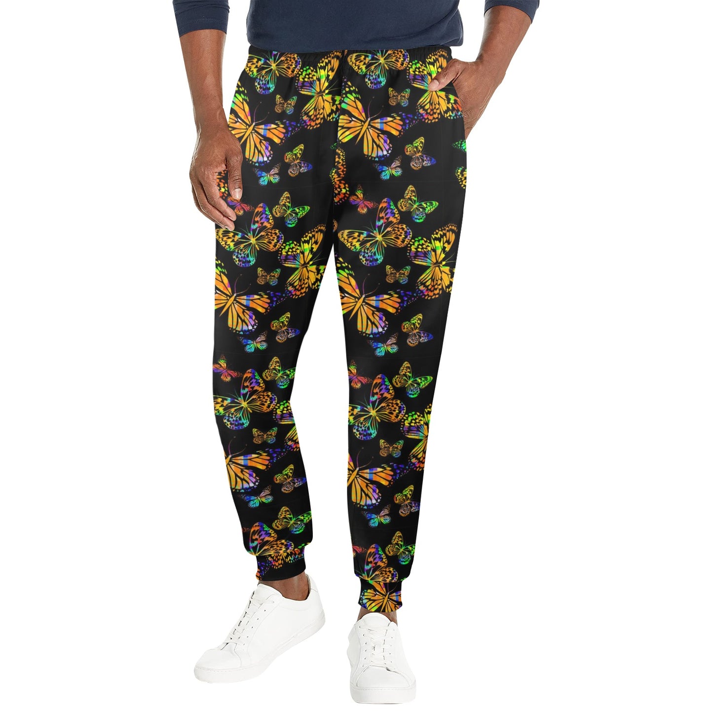 Butterfly Neon Color Print Pattern Men's Casual Track Pants