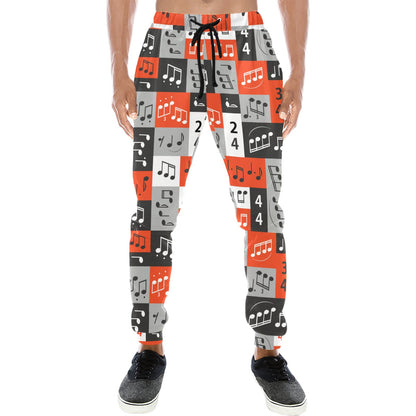 Music Note Design Themed Print Men's Sweatpants