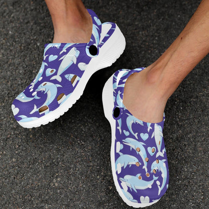 Dolphin Smile Print Pattern Unisex Clogs Shoes