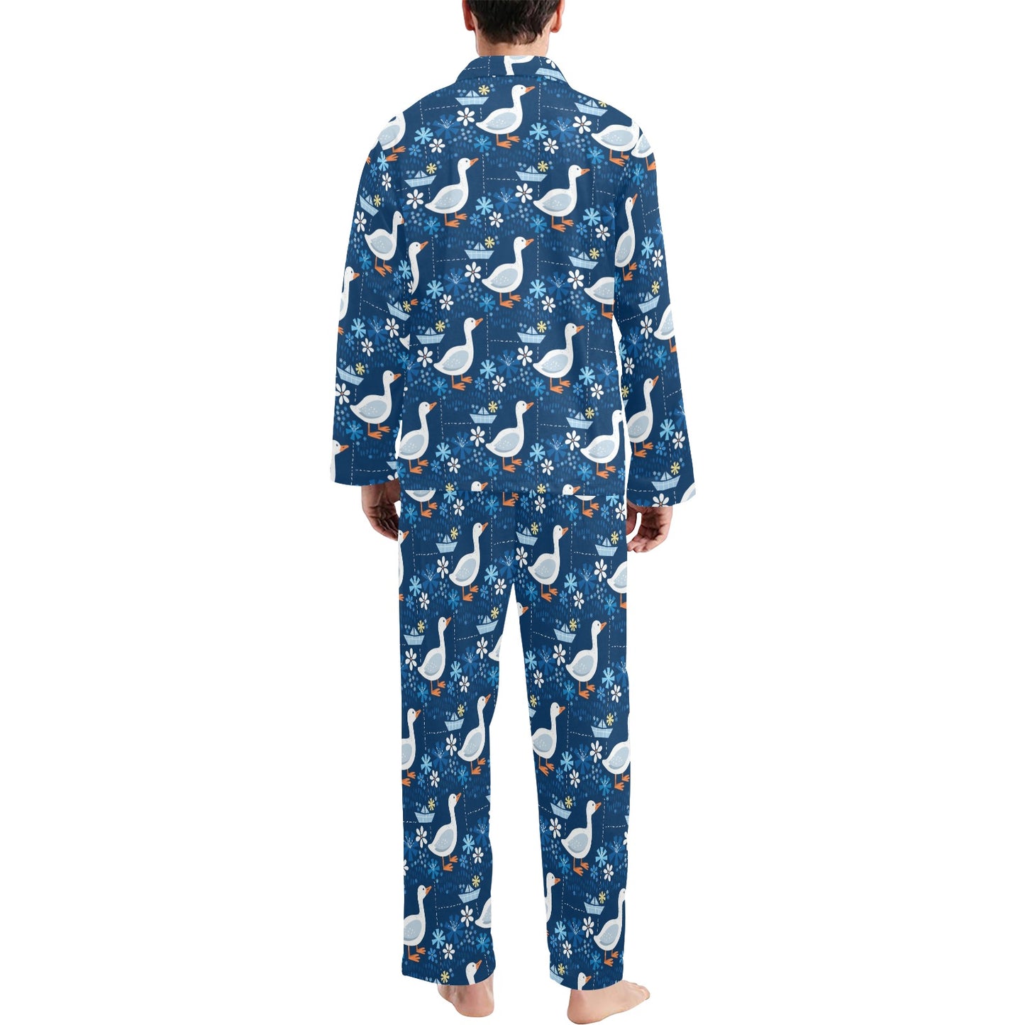 Goose Print Design LKS405 Men's Long Pajama Set