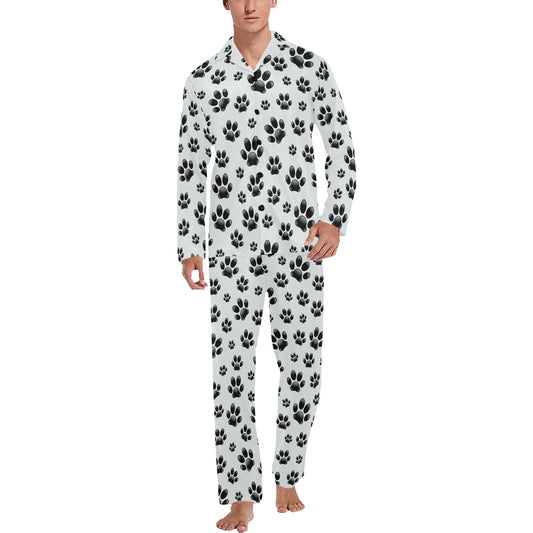 Paw Themed Print Men's Long Pajama Set