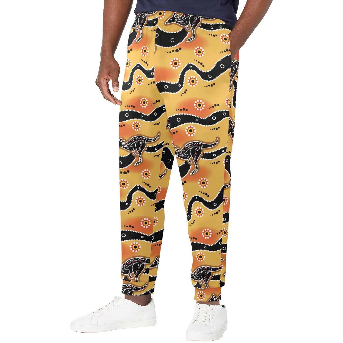 Kangaroos Aboriginal Pattern Print Design 06 Men's Casual Track Pants