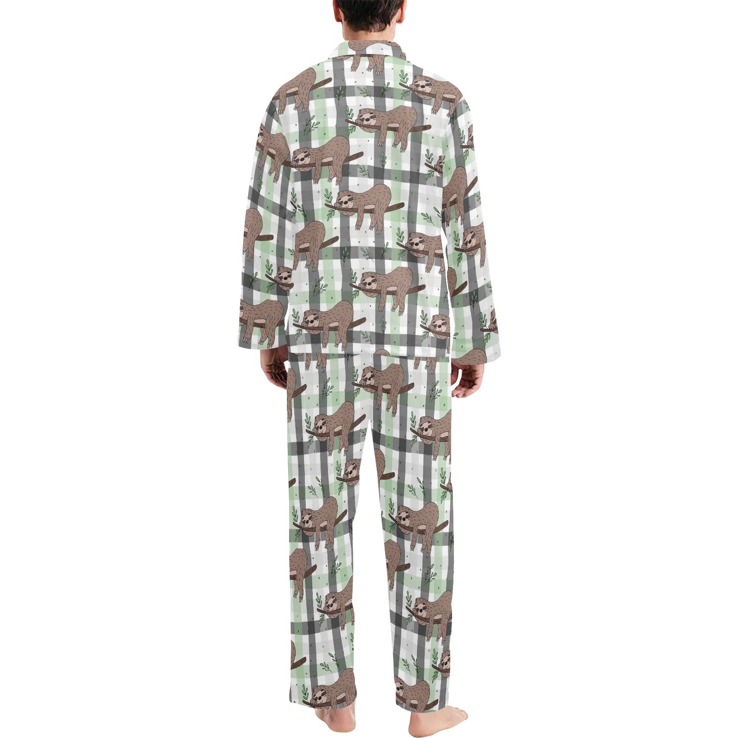Sloth Print Design LKS301 Men's Long Pajama Set