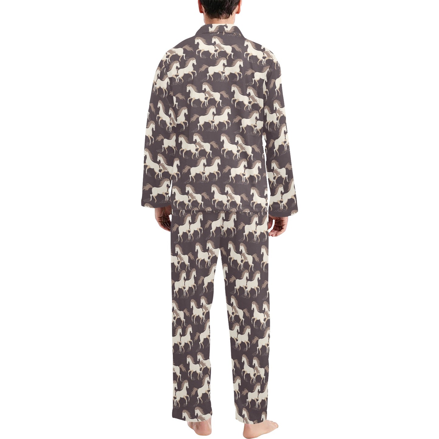 Horse Print Design LKS304 Men's Long Pajama Set