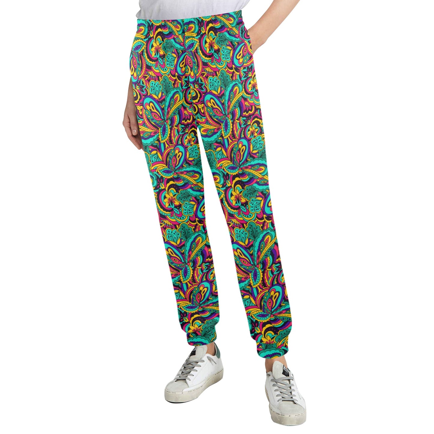 Psychedelic Trippy Floral Design Women's Casual Track Pants
