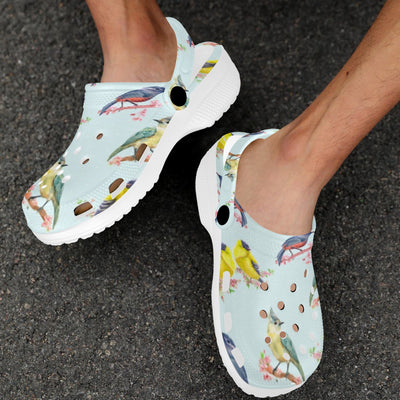 Bird Sweet Themed Print Pattern Unisex Clogs Shoes