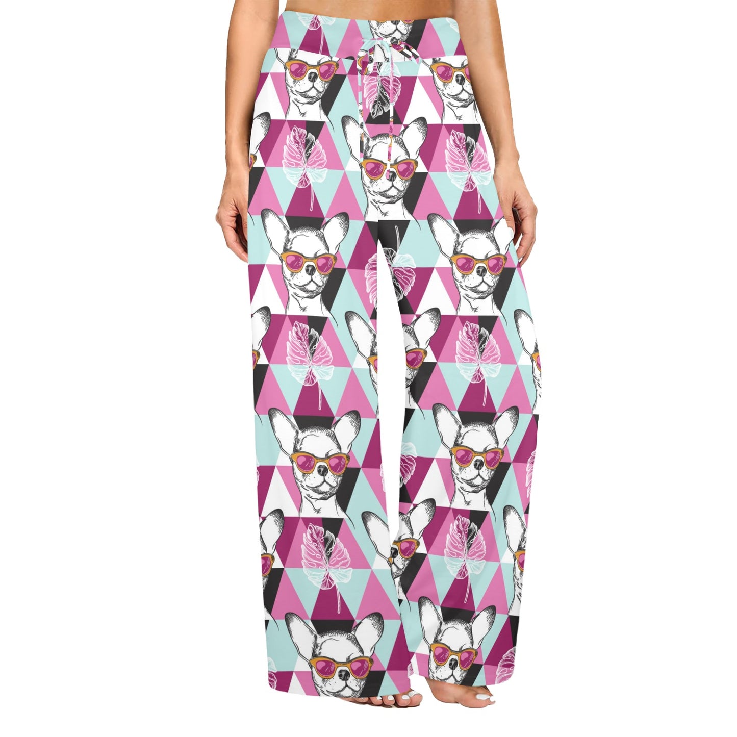 Chihuahua Cute Triangle Pattern Women's Wide Leg Lounge Pants