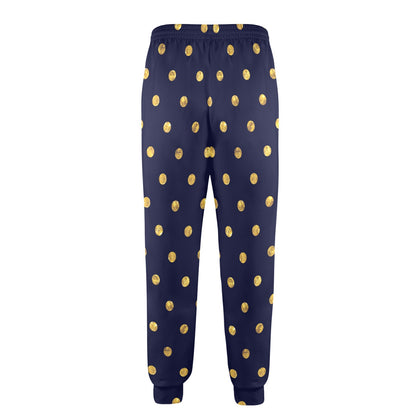 Polka Dot Gold Blue Pattern Print Design 02 Men's Casual Track Pants