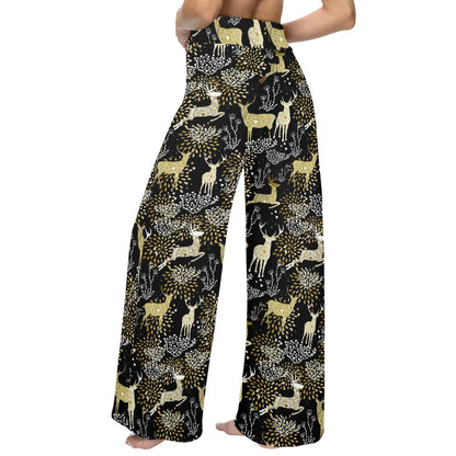 Deer Design Print Pattern JJ069 Women's Wide Leg Lounge Pants