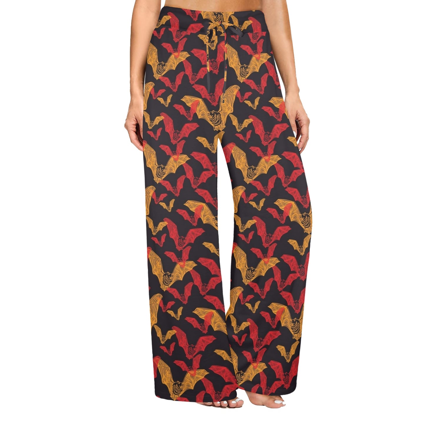 Bat Pattern Print Design 01 Women's Wide Leg Lounge Pants