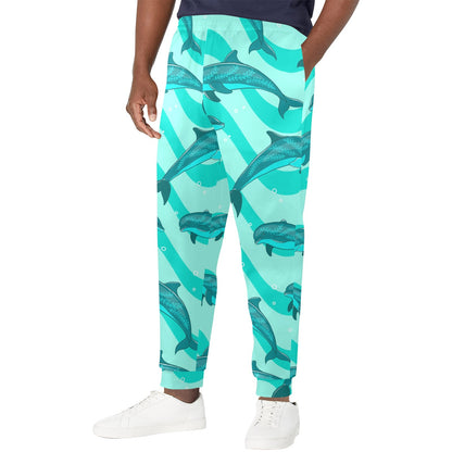 Dolphin Wave Print Men's Casual Track Pants