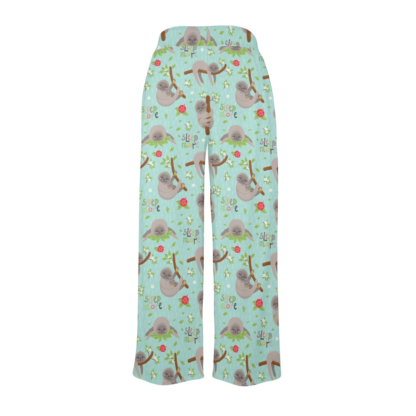 Sloth Print Design LKS305 Women's Wide Leg Lounge Pants