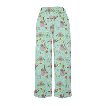 Sloth Print Design LKS305 Women's Wide Leg Lounge Pants