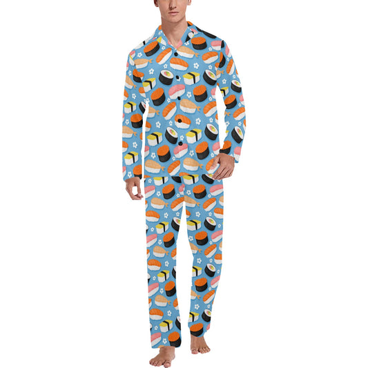 Sushi Print Design LKS304 Men's Long Pajama Set