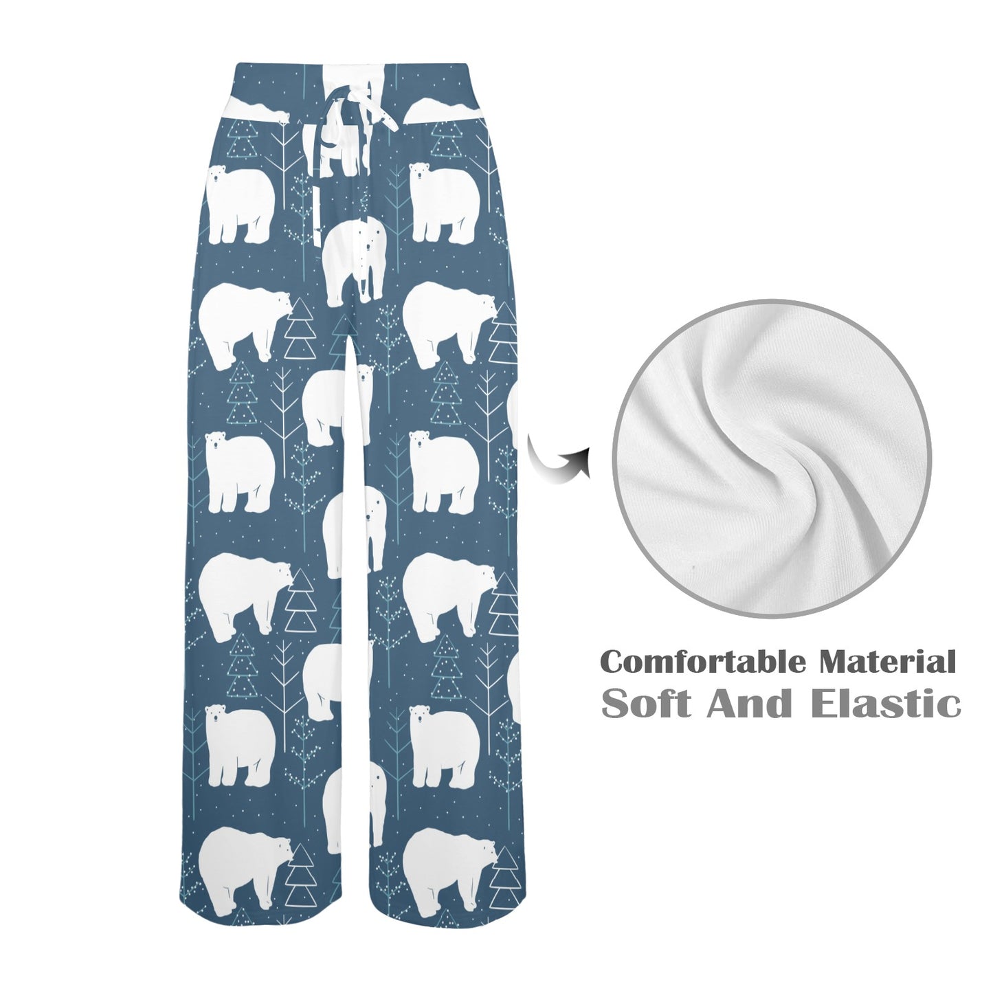 Polar Bear Pattern Print Design A01 Women's Wide Leg Lounge Pants