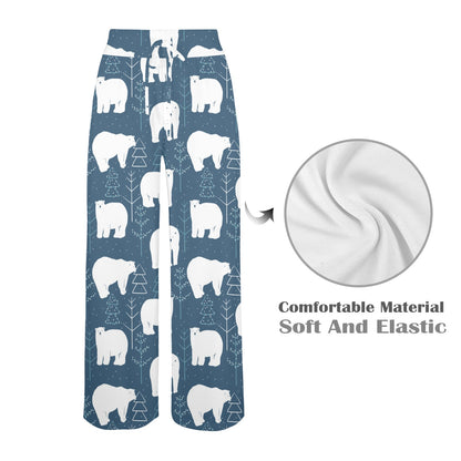 Polar Bear Pattern Print Design A01 Women's Wide Leg Lounge Pants